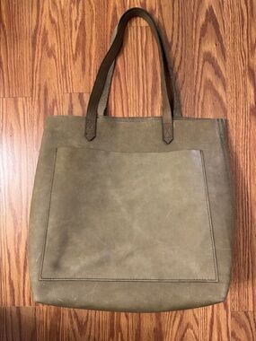 Madewell Olive Green Leather Tote Bag